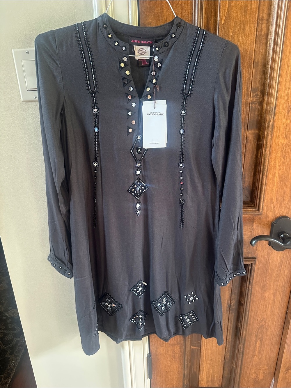 Antik Batik NWT Black Embellished Long-Sleeve Dress/Tunic Youth 14 NWT
